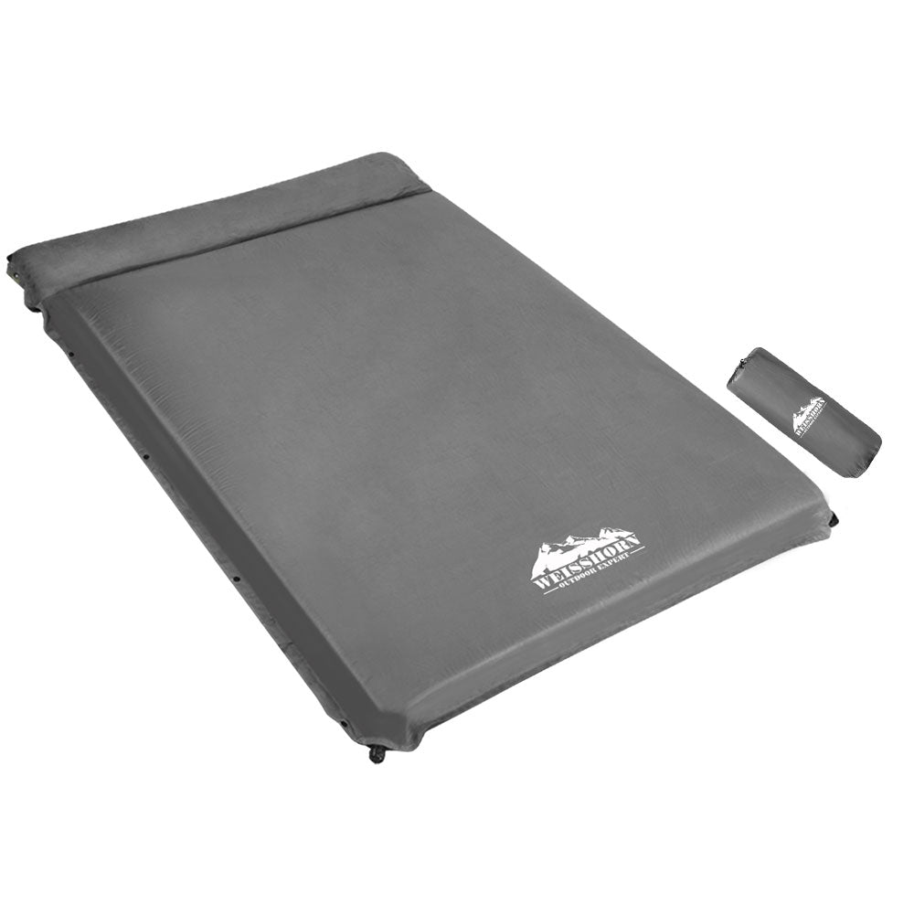 Weisshorn Self Inflating Mattress 10CM Camping Sleeping Mat Air Double Grey-0