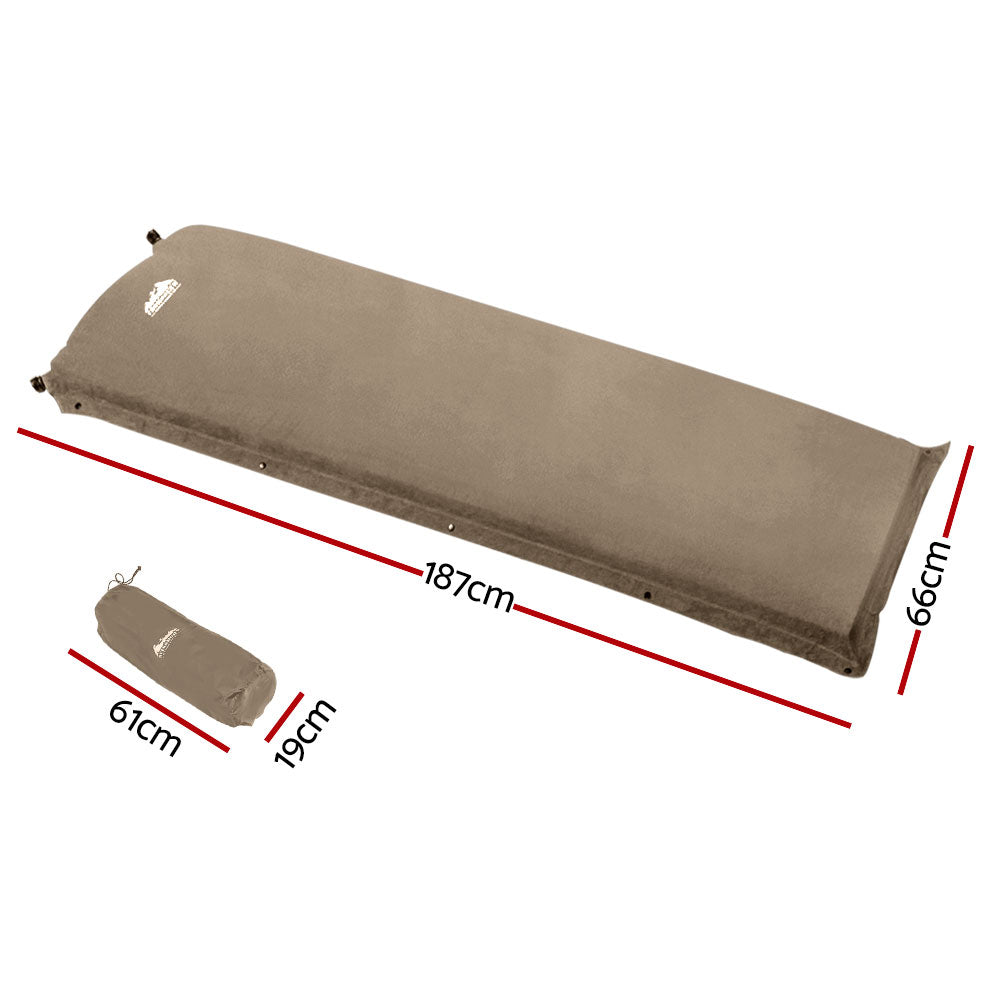 Weisshorn Self Inflating Mattress Camping Sleeping Mat Air Bed Single Coffee-1