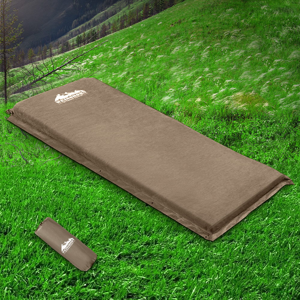 Weisshorn Self Inflating Mattress Camping Sleeping Mat Air Bed Single Coffee-6