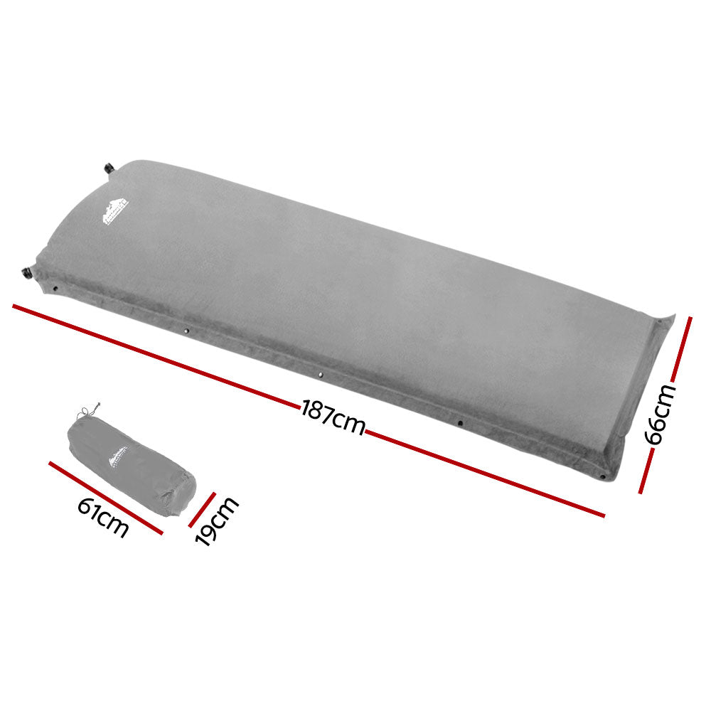 Weisshorn Self Inflating Mattress Camping Sleeping Mat Air Bed Single Grey-1