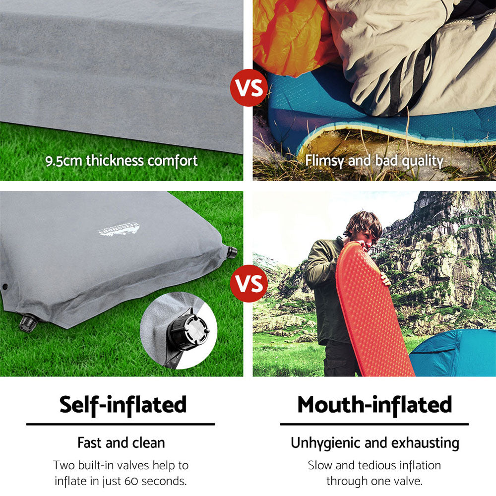 Weisshorn Self Inflating Mattress Camping Sleeping Mat Air Bed Single Grey-4