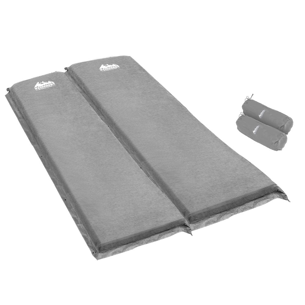 Weisshorn Self Inflating Mattress Camping Sleeping Mat Air Bed Double Set Grey-0