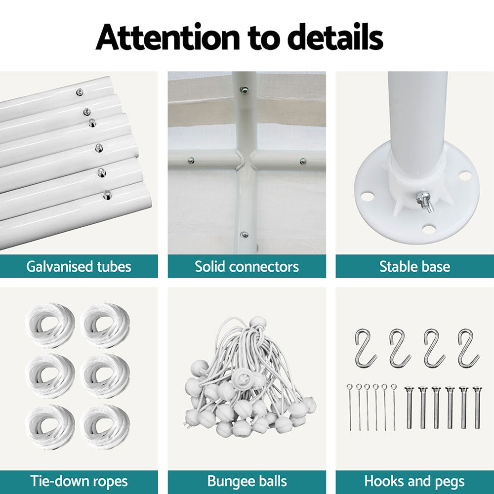 Instahut Carports 3x6m Carport Kits Steel Shelter Gazebo Canopy Garage Portable Garden Shed-5