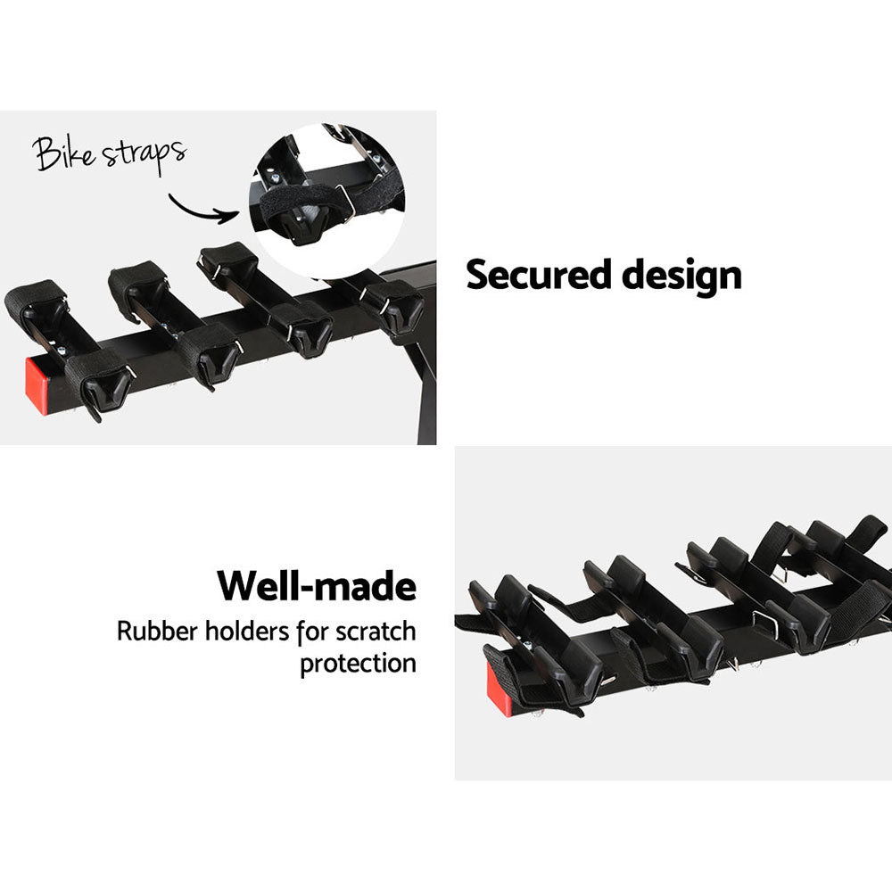 Giantz 4 Bicycle Bike Carrier Rack Car 2" Hitch Mount Foldable Black,Giantz 4 Bicycle Bike Carrier Rack Car 2" Hitch Mount Foldable Black-4