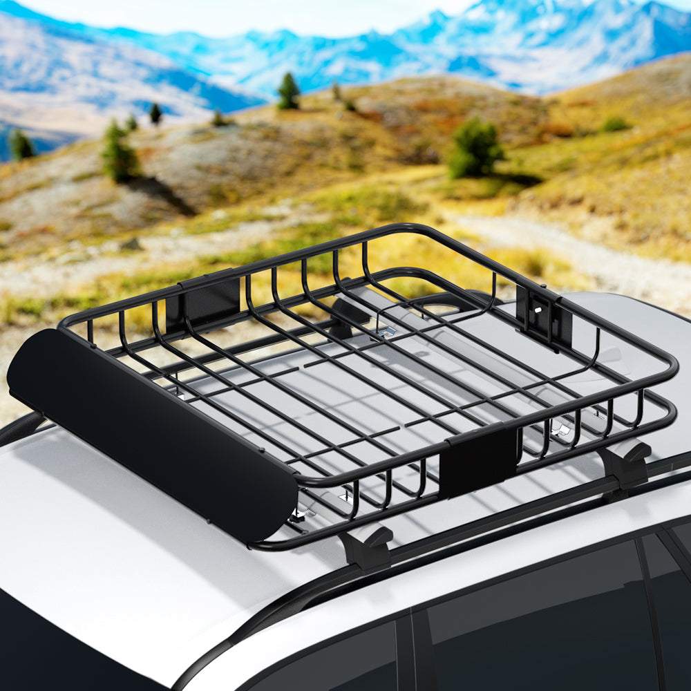 Giantz Universal Car Roof Rack Basket Luggage Vehicle Cargo Carrier 111cm Black-7