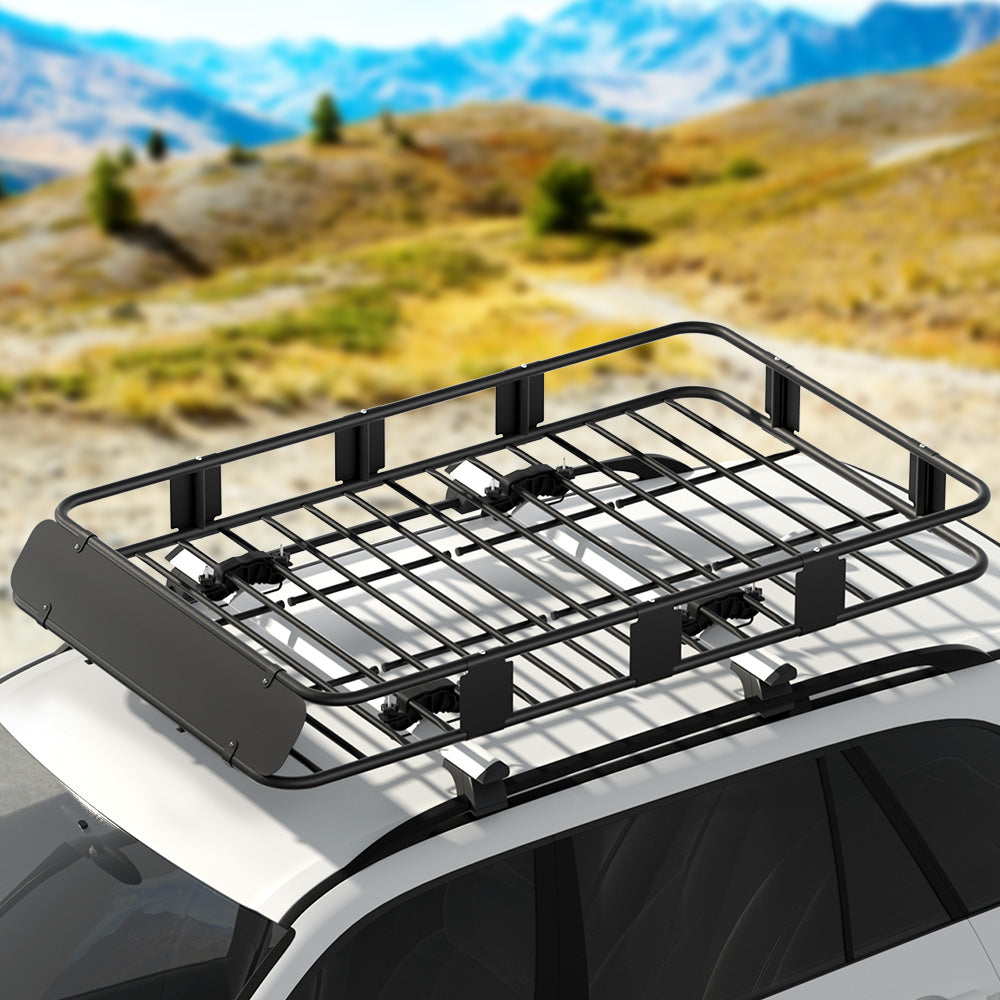 Giantz Universal Car Roof Rack Basket Luggage Vehicle Cargo Carrier 160cm Black-6