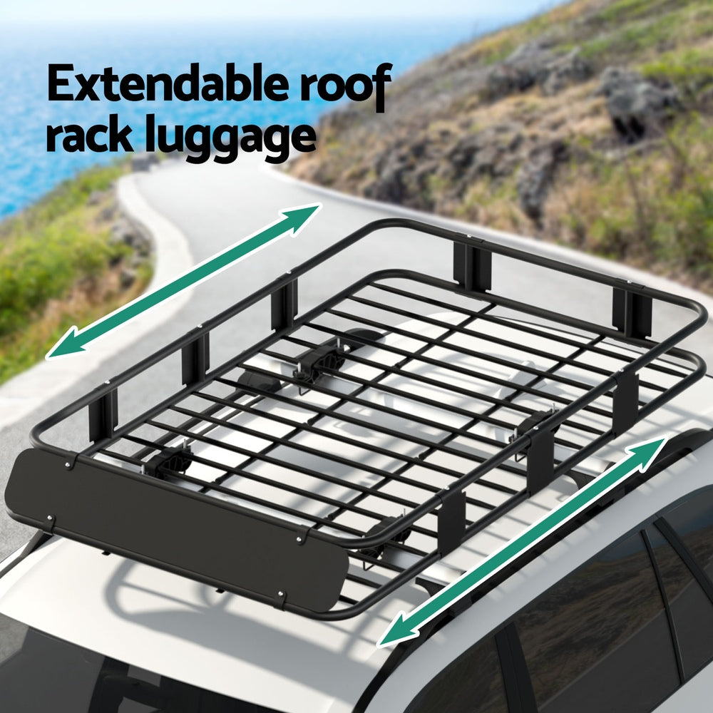 Giantz Universal Car Roof Rack Basket Luggage Vehicle Cargo Carrier 160cm Black-5