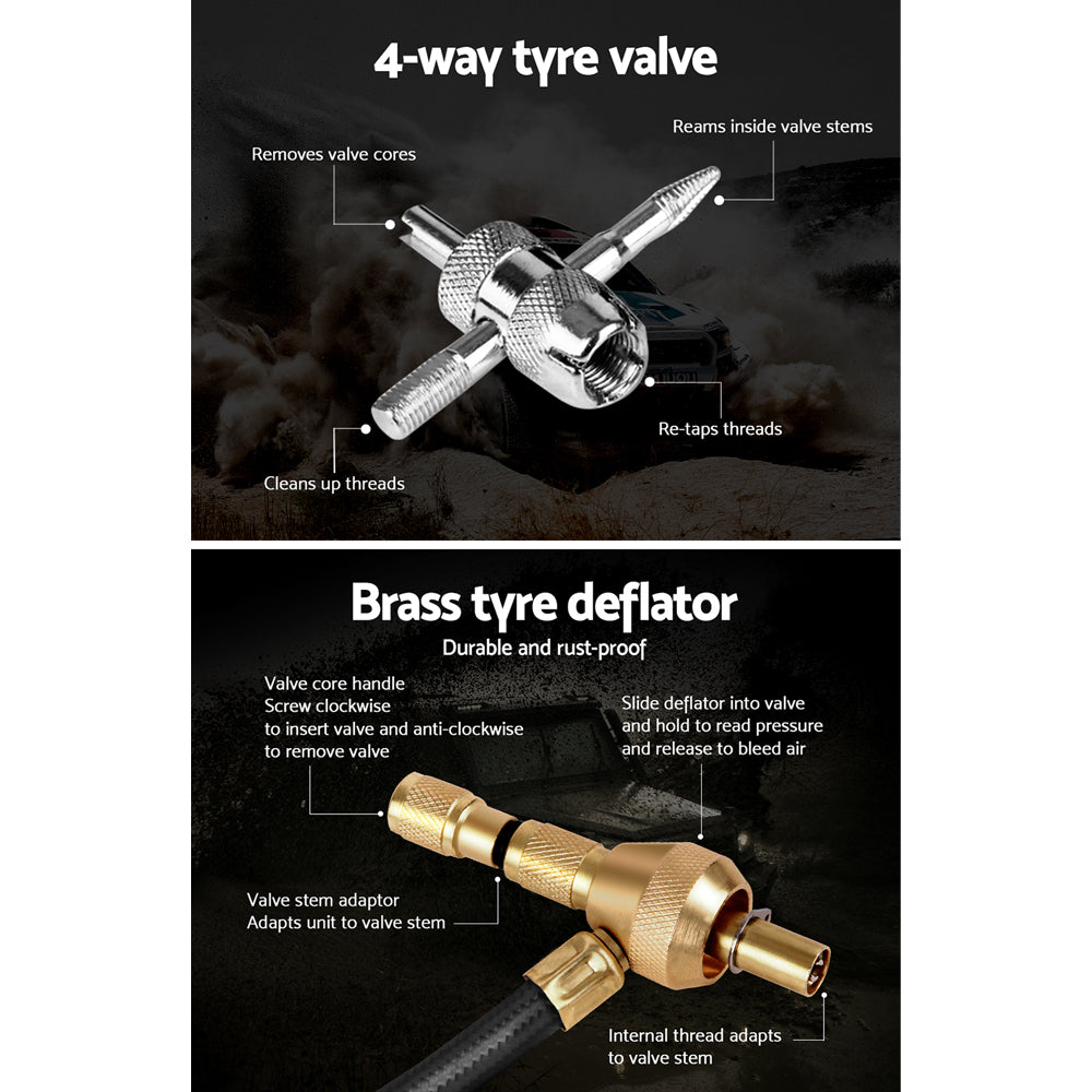 Giantz 4X4 4WD Gauge Valve Rapid Tyre/Tire Deflator-5