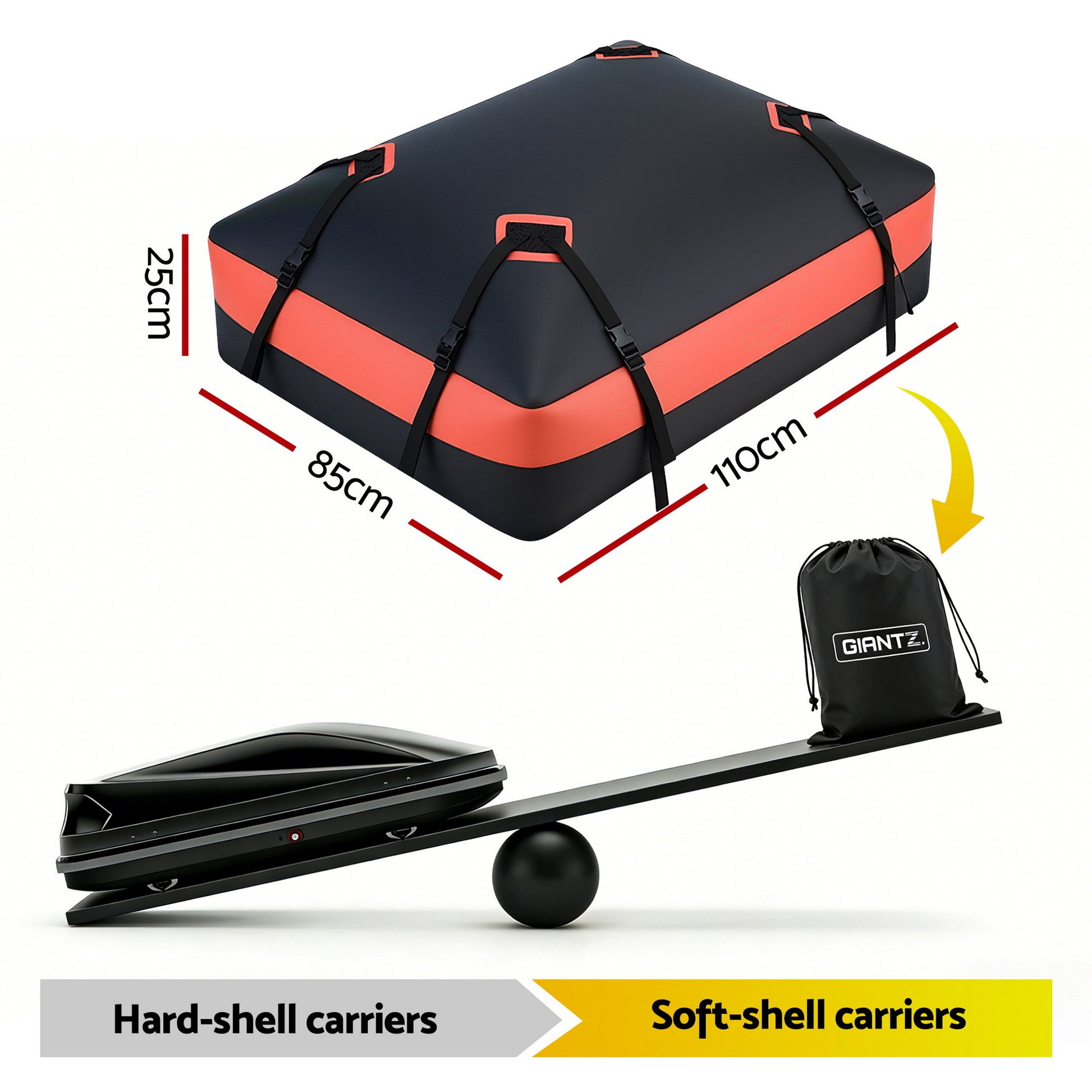 Giantz Roof Top Cargo Bag Waterproof Car Luggage Carrier 15 Cubic Ft Universal-1