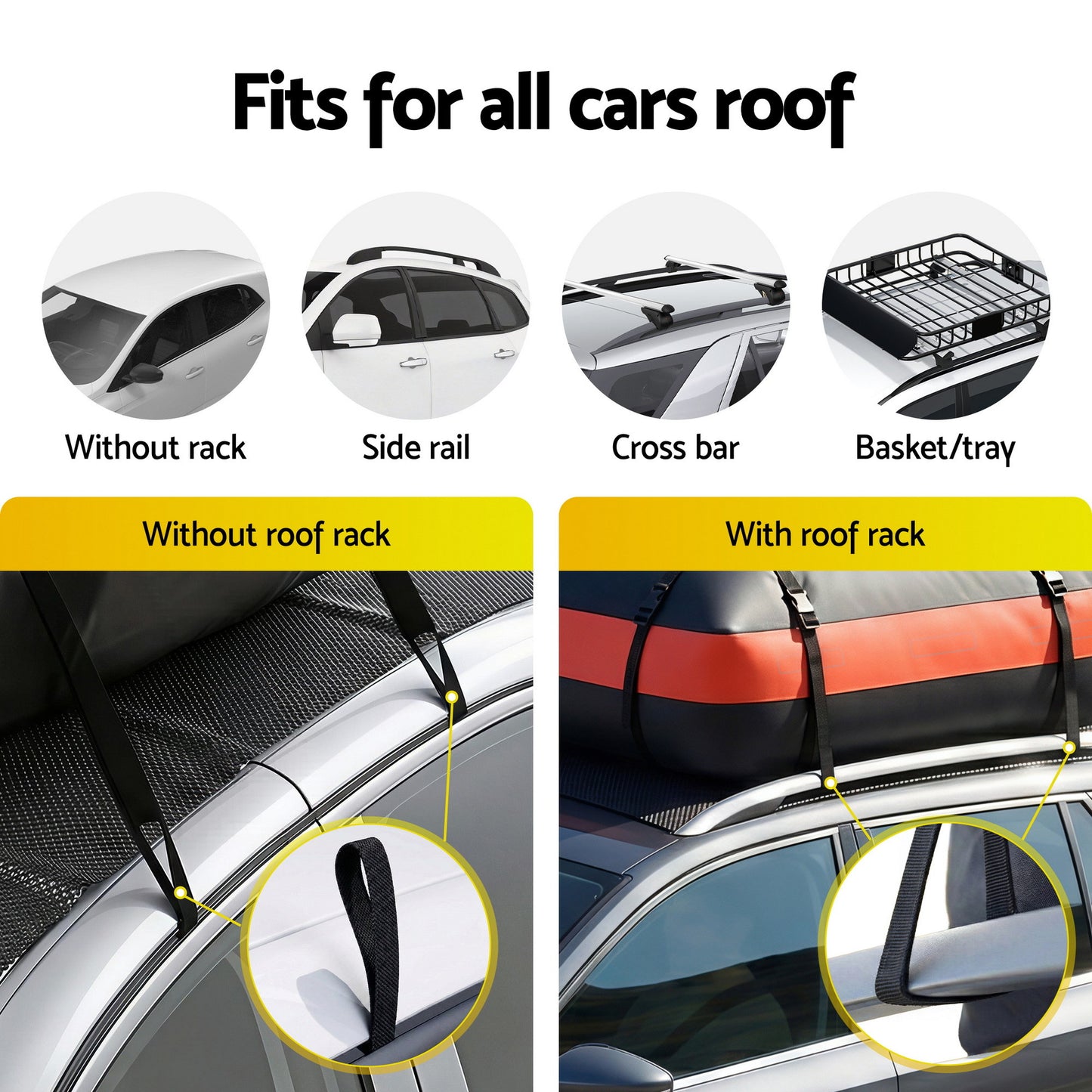 Giantz Roof Top Cargo Bag Waterproof Car Luggage Carrier 15 Cubic Ft Universal-3