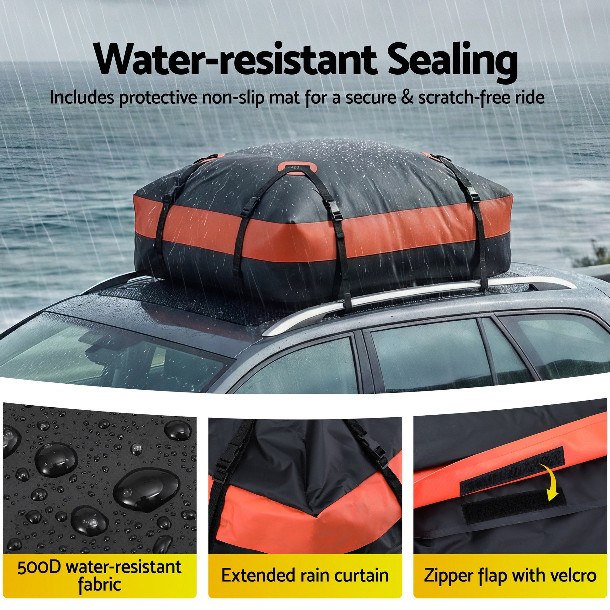 Giantz Roof Top Cargo Bag Waterproof Car Luggage Carrier 15 Cubic Ft Universal-5