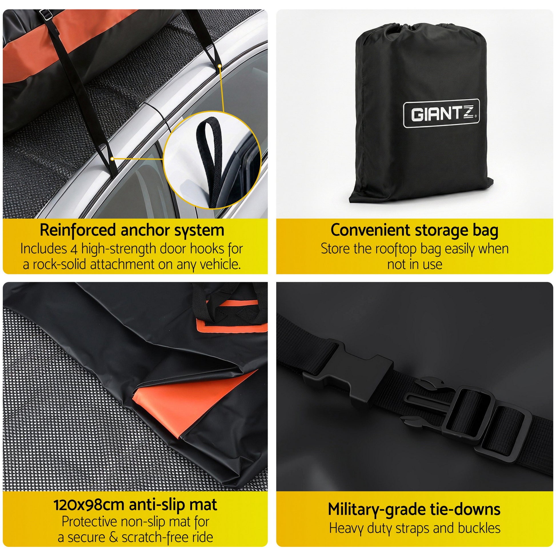 Giantz Roof Top Cargo Bag Waterproof Car Luggage Carrier 15 Cubic Ft Universal-6