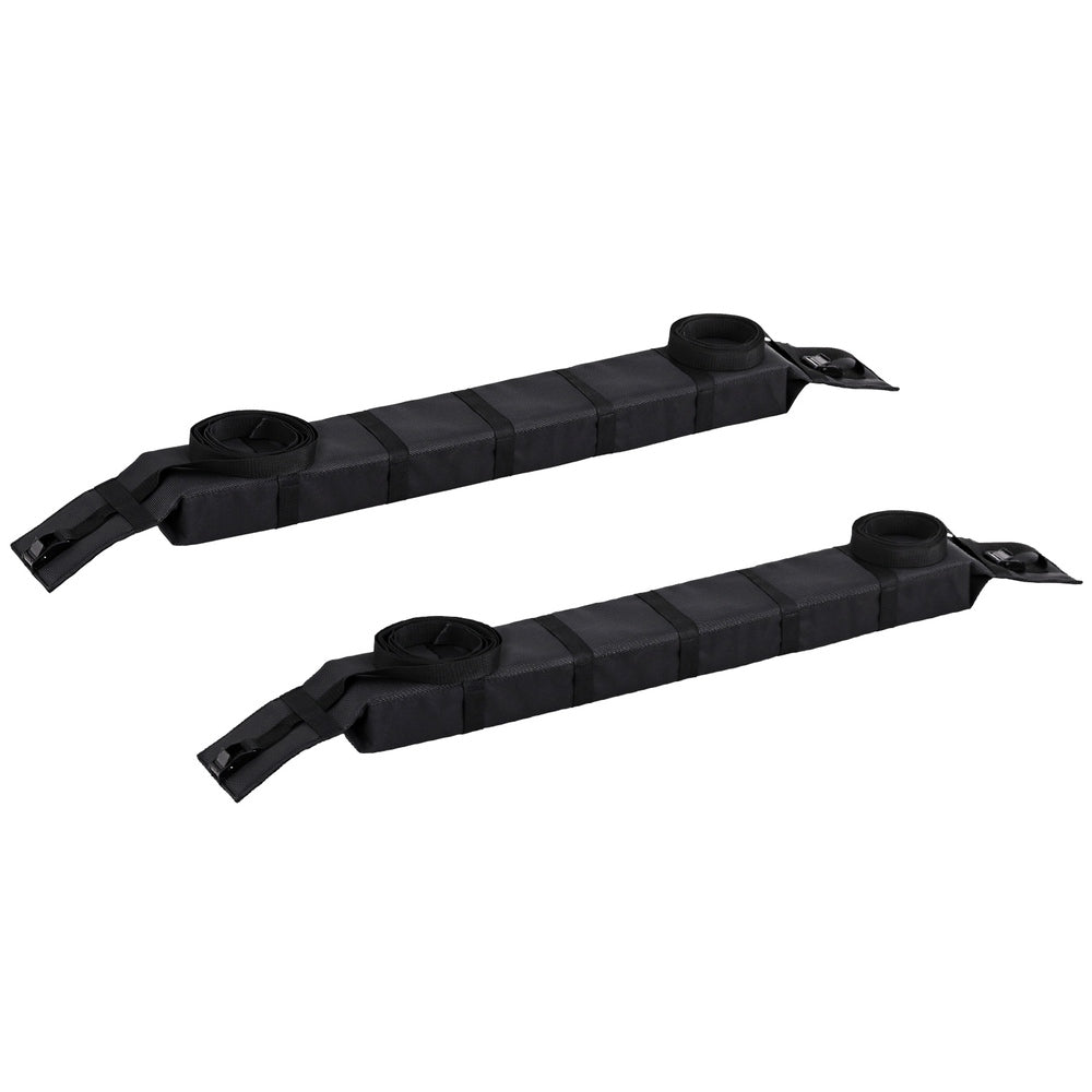 Universal Soft Car Roof Rack 116cm Kayak Luggage Carrier Adjustable Strap Black-2