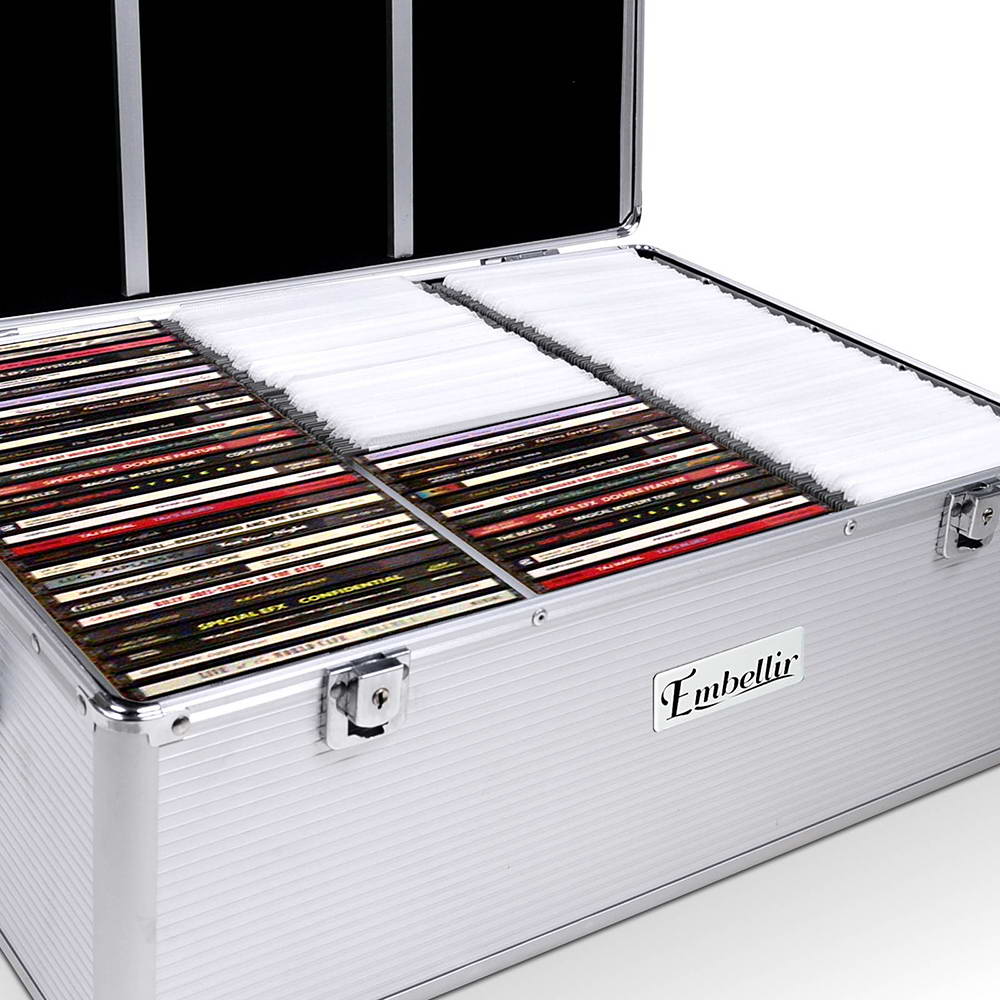 Embellir CD Case DVD Cases Storage Box 500 Discs Aluminium Case DVD Folders-6