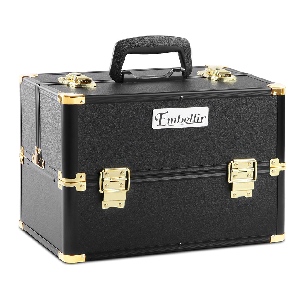 Embellir Portable Cosmetic Beauty Makeup Case - Black & Gold-0