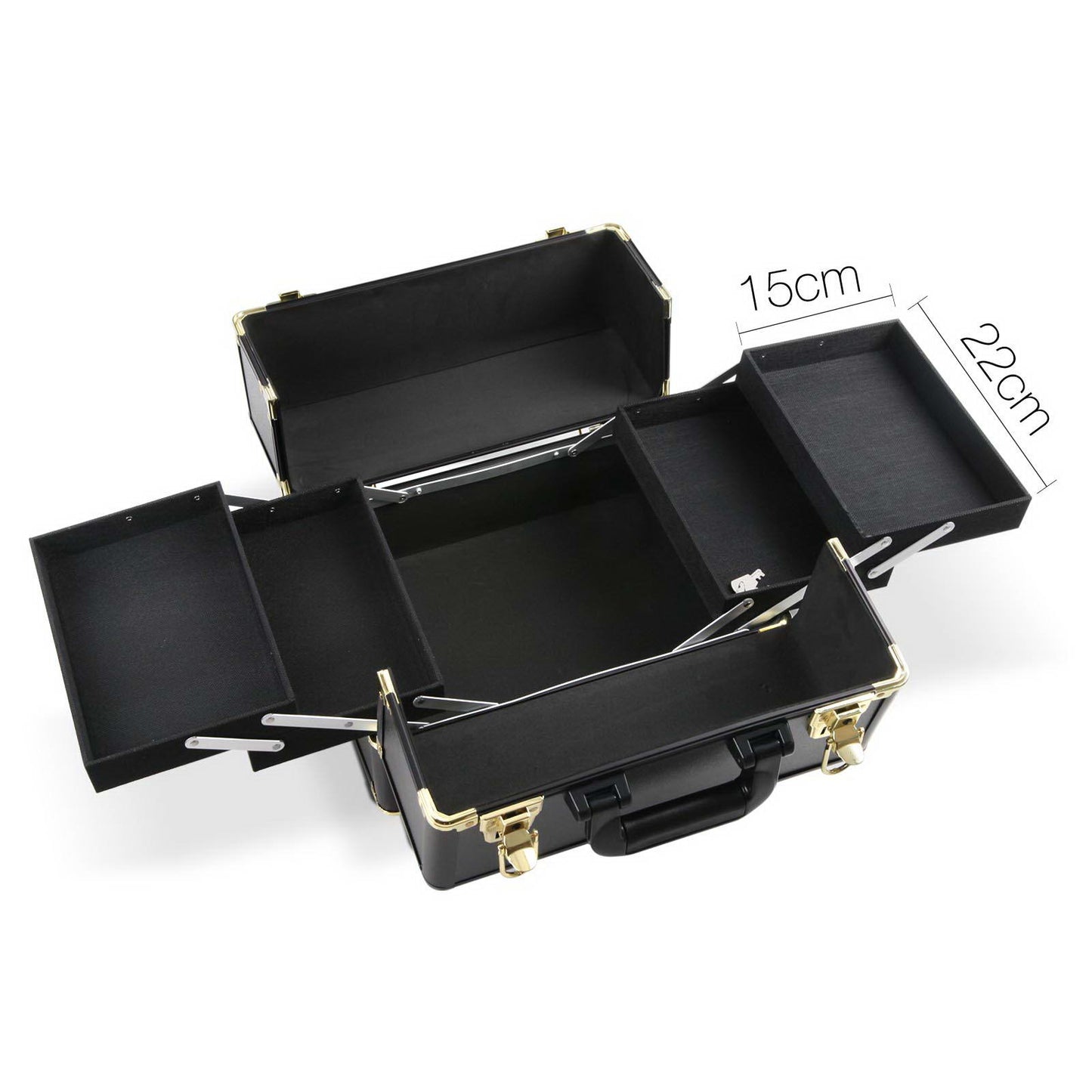 Embellir Makeup Case Beauty Trolley Cosmetic Organiser Box Travel Wheels Gold-2