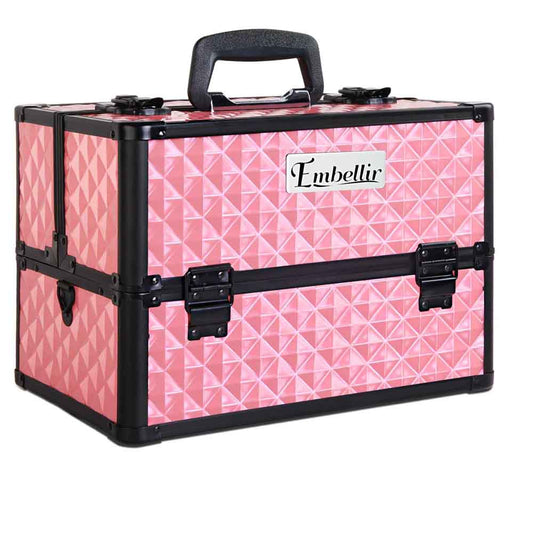 Embellir Portable Cosmetic Beauty Makeup Case - Diamond Pink-0