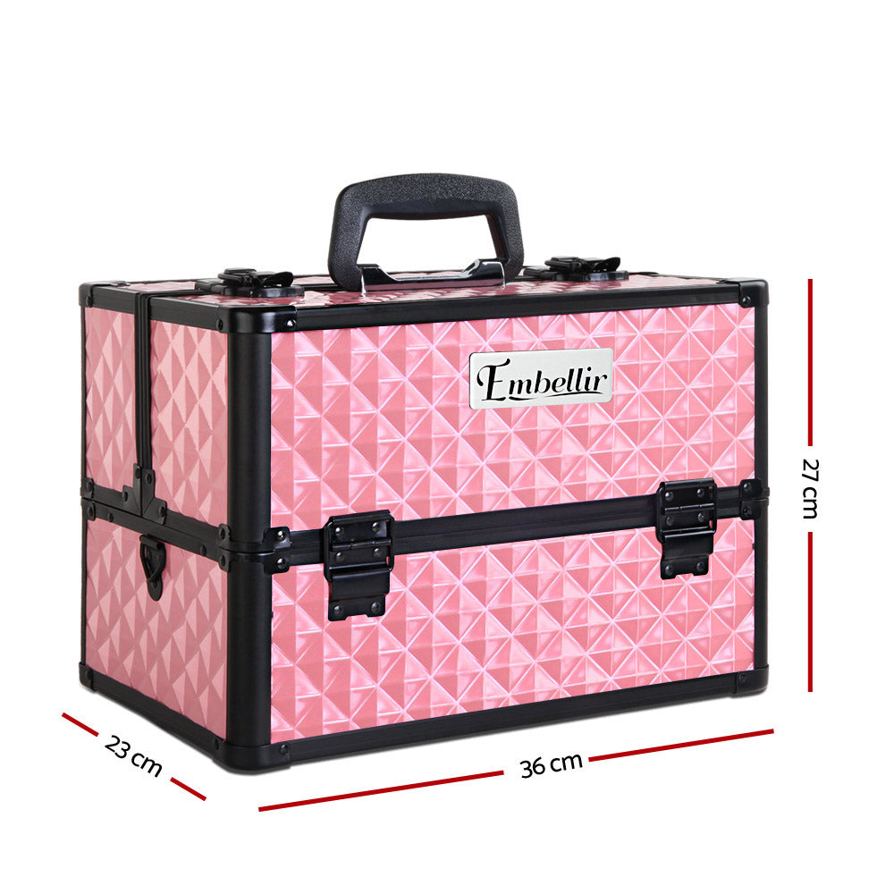 Embellir Portable Cosmetic Beauty Makeup Case - Diamond Pink-1