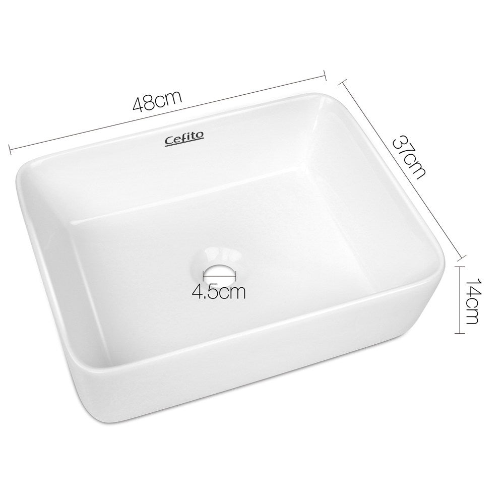 Cefito Bathroom Basin Ceramic Vanity Sink Hand Wash Bowl 48x37cm White-1