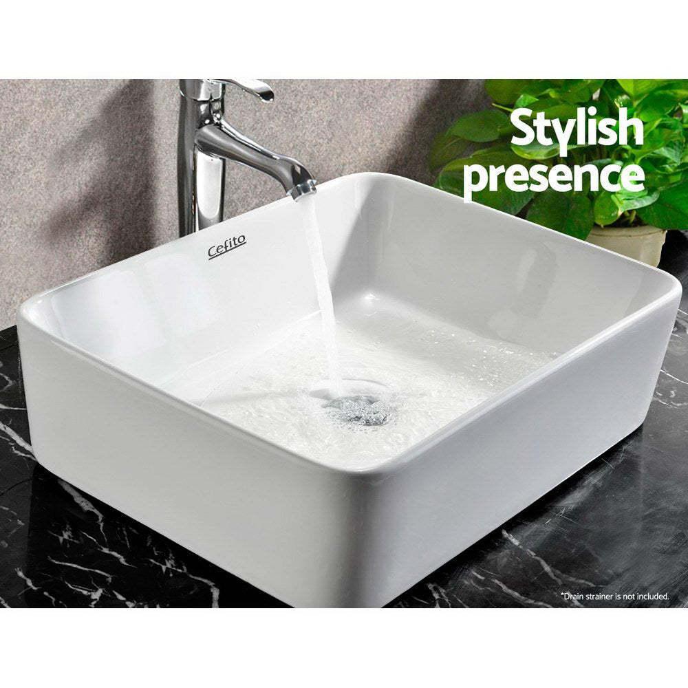 Cefito Bathroom Basin Ceramic Vanity Sink Hand Wash Bowl 48x37cm White-3