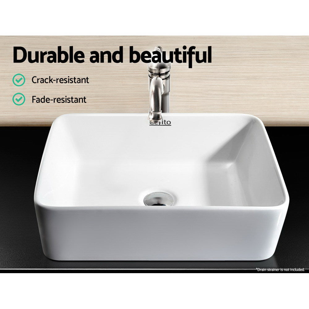 Cefito Bathroom Basin Ceramic Vanity Sink Hand Wash Bowl 48x37cm White-4