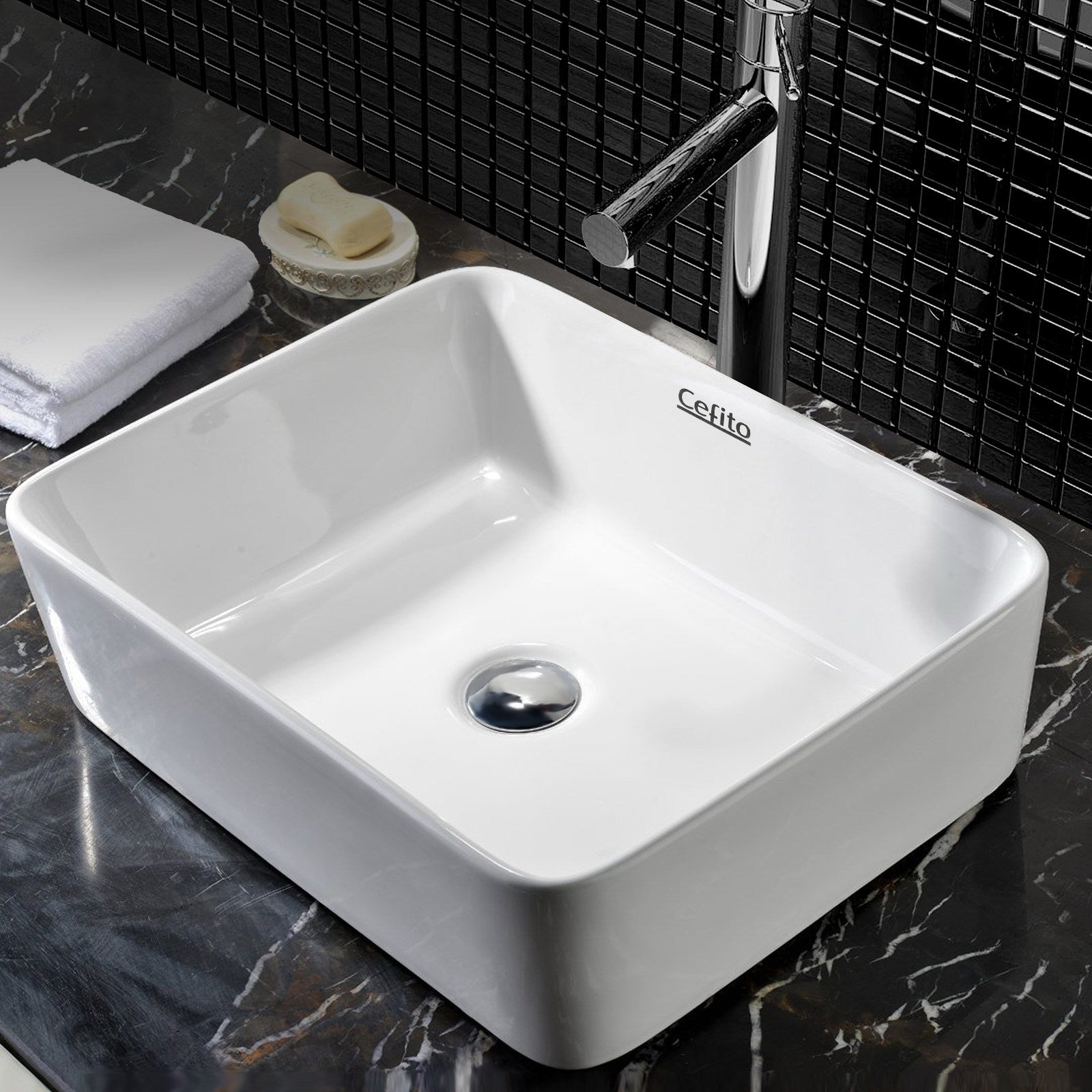 Cefito Bathroom Basin Ceramic Vanity Sink Hand Wash Bowl 48x37cm White-6