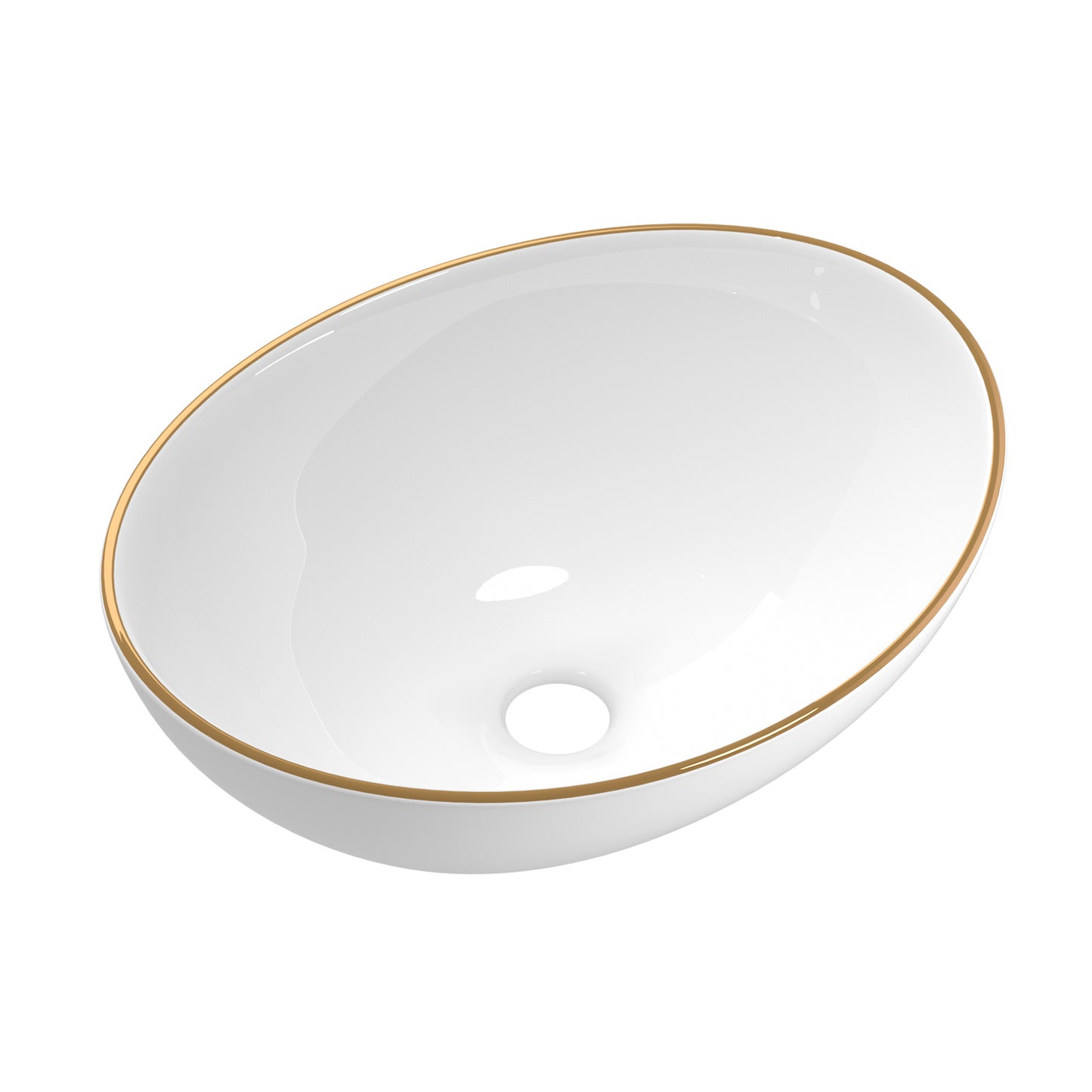 Cefito Bathroom Basin Ceramic Vanity Sink Hand Wash Bowl Gold Line 41x34cm-0