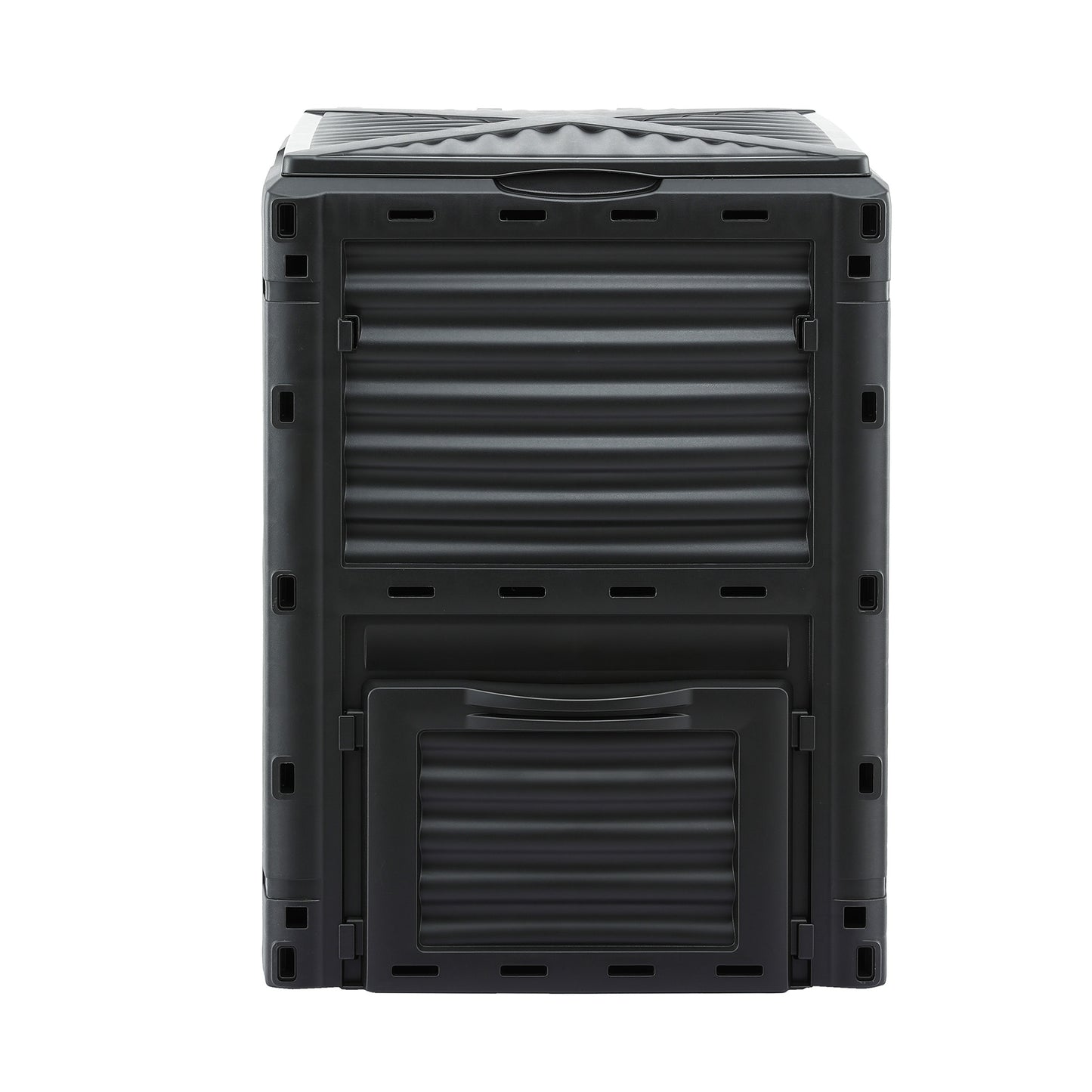Gardeon Compost Bin 300L Heavy-Duty Black Outdoor Composter with Top Lid Bottom Door