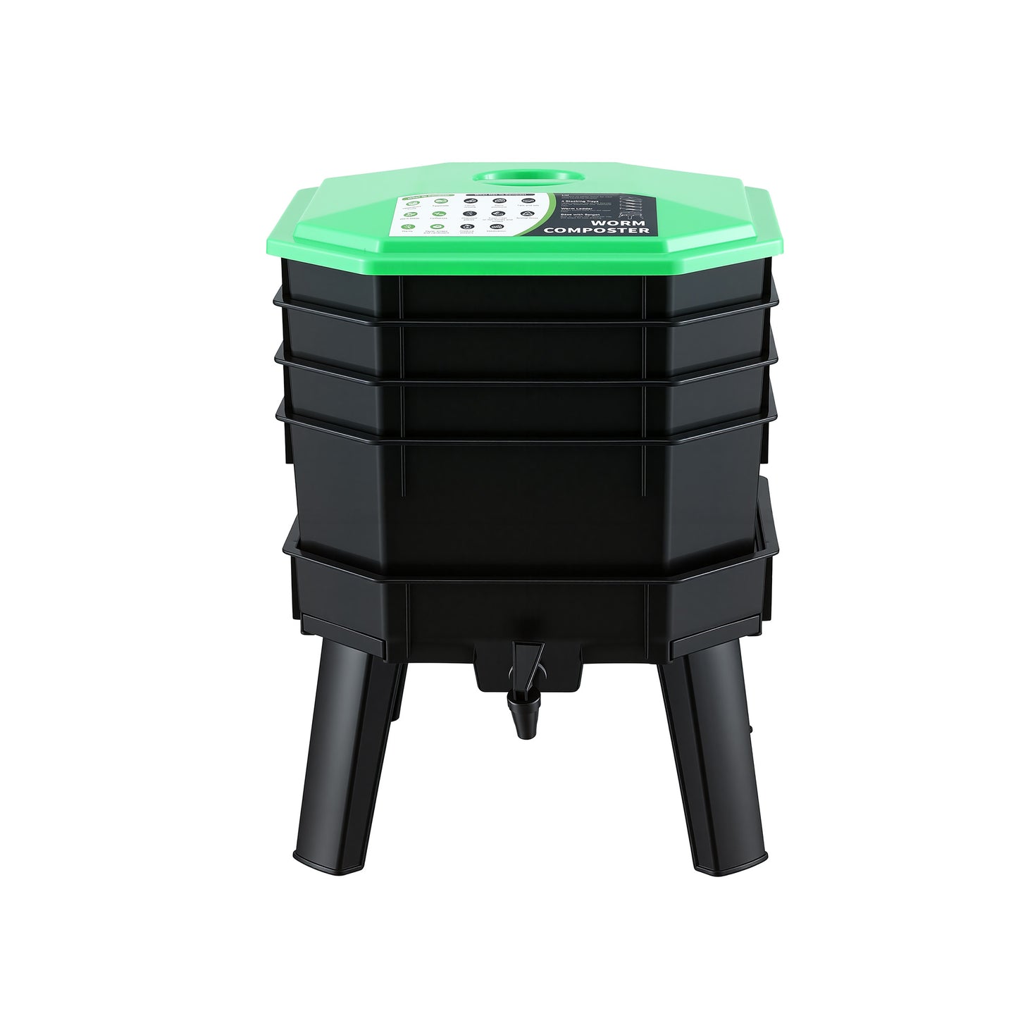 Gardeon Compost Bin 4-Tray Stackable Worm Farm Composter with Liquid Fertiliser Tap