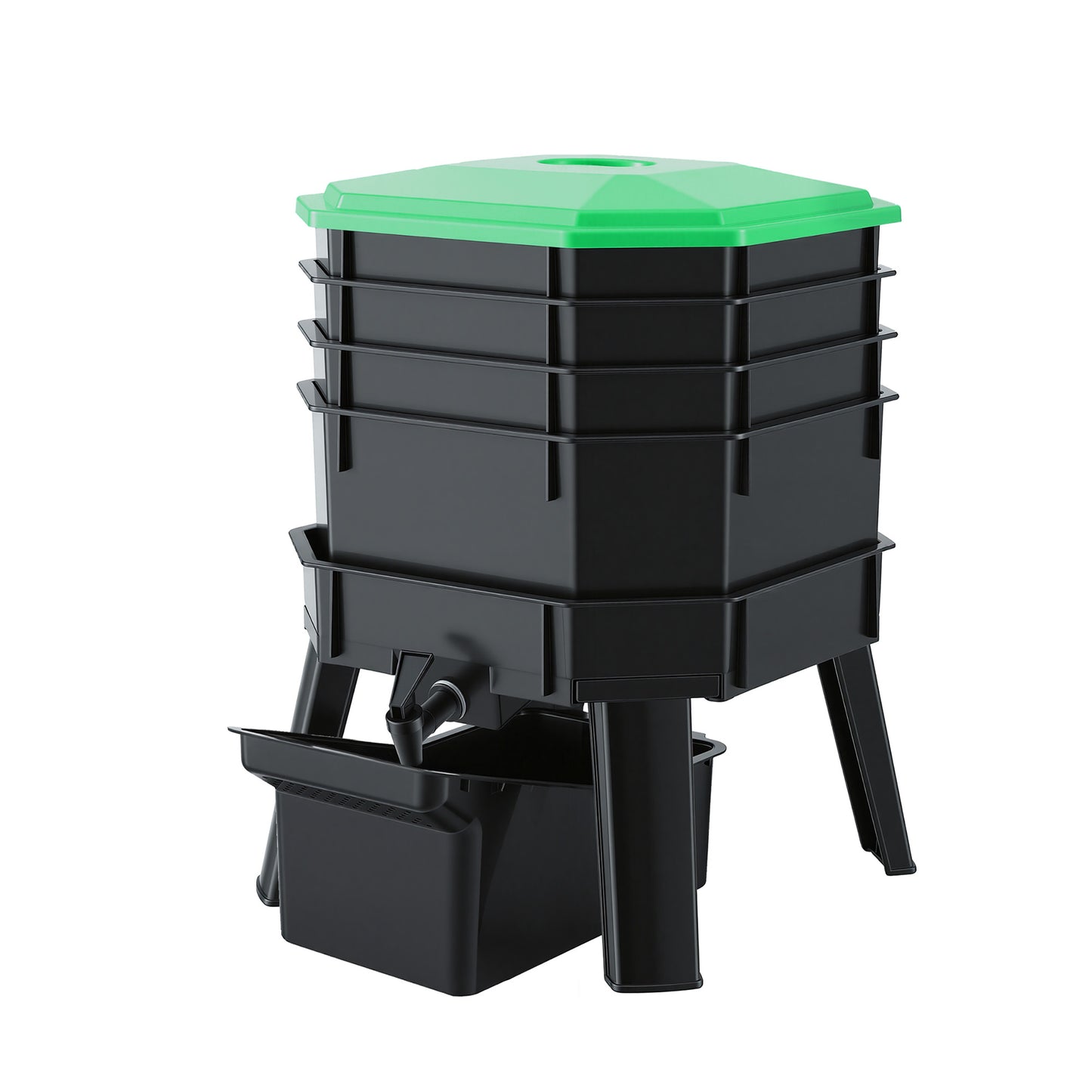 Gardeon Compost Bin 4-Tray Stackable Worm Farm Composter with Liquid Fertiliser Tap