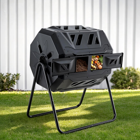 Gardeon Compost Bin Dual-Chamber 160L Composter Tumbler Rotating Garden Recycle Food Waste