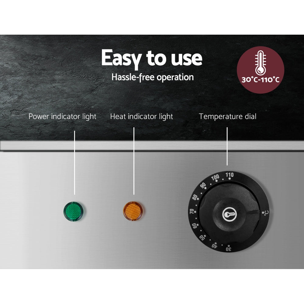 Devanti Commercial Food Warmer Bain Marie 3 Electric Buffet Pans-2