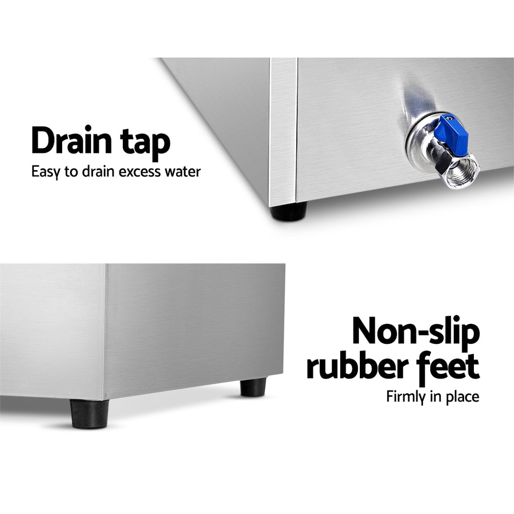 Devanti Commercial Food Warmer Bain Marie 3 Electric Buffet Pans-4