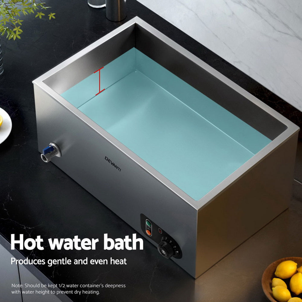 Devanti Commercial Food Warmer Bain Marie 4 Electric Buffet Pans-3