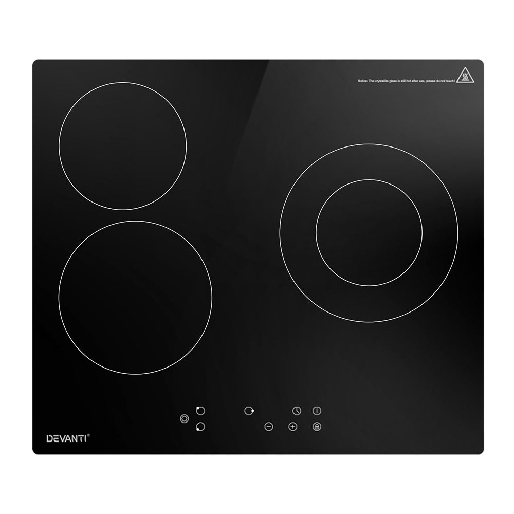 Devanti Electric Ceramic Cooktop 60cm Kitchen Cooker 4 Burner Hob Touch Control 5200W-0