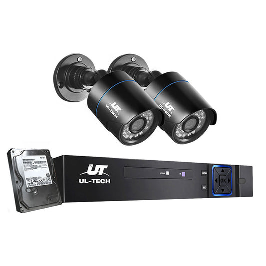 UL-tech CCTV Security System 4CH DVR 2 Cameras 1TB Hard Drive-0