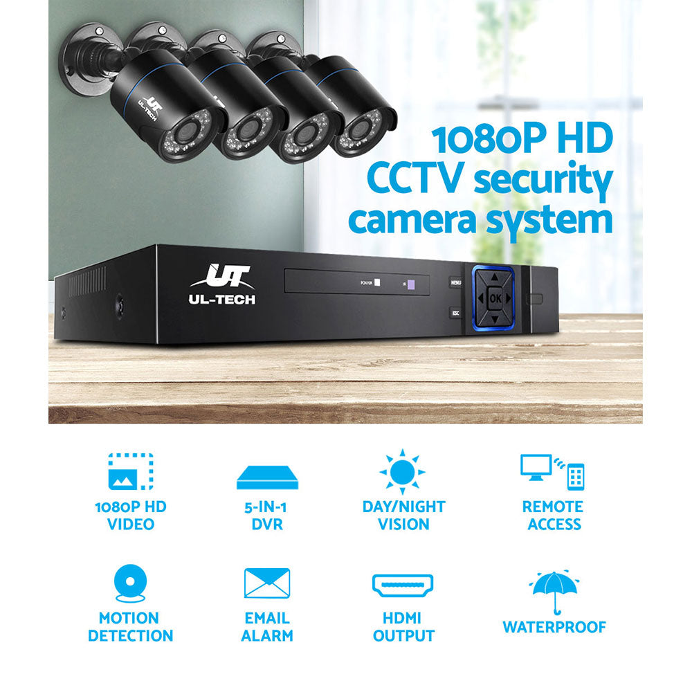 UL-tech CCTV Security System 4CH DVR 4 Cameras 1080p-3