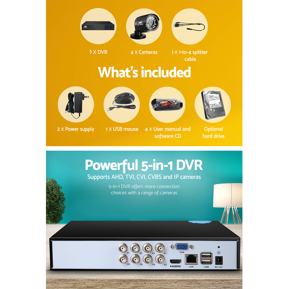 UL-tech CCTV Security System 8CH DVR 4 Cameras 2TB Hard Drive-3