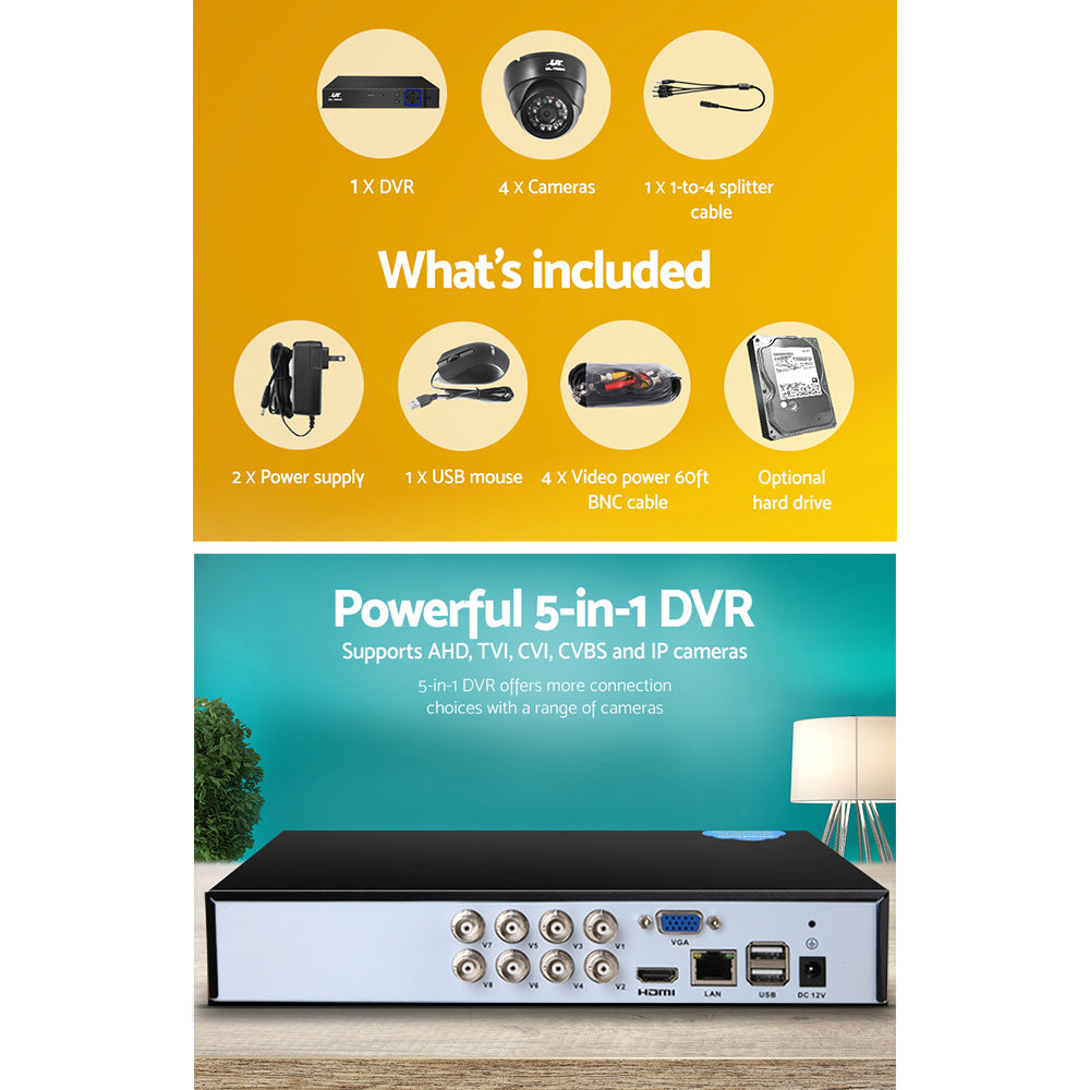 UL-tech CCTV Security System 8CH DVR 4 Cameras 2TB Hard Drive-3
