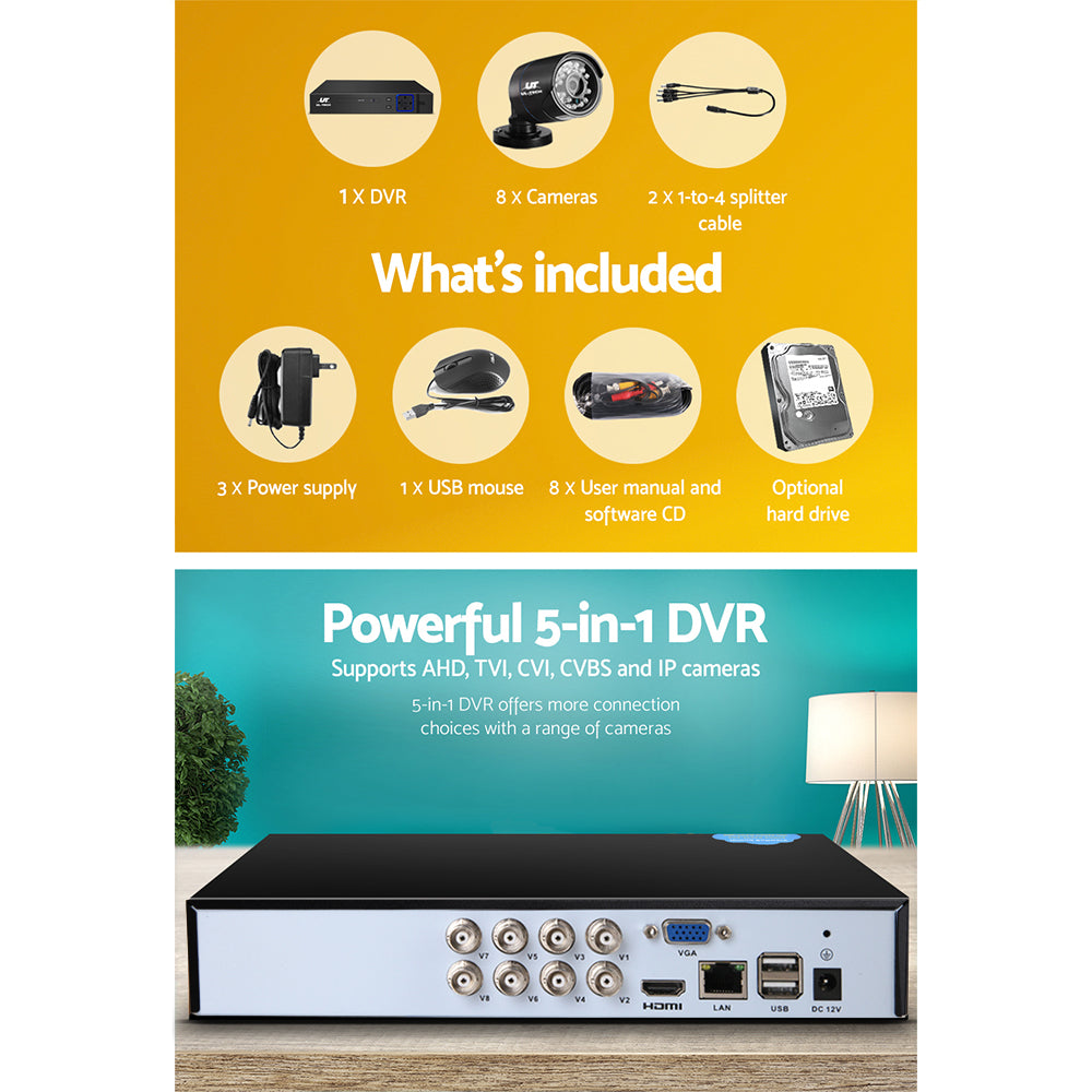 UL-tech CCTV Security System 8CH DVR 8 Cameras 2TB Hard Drive-3