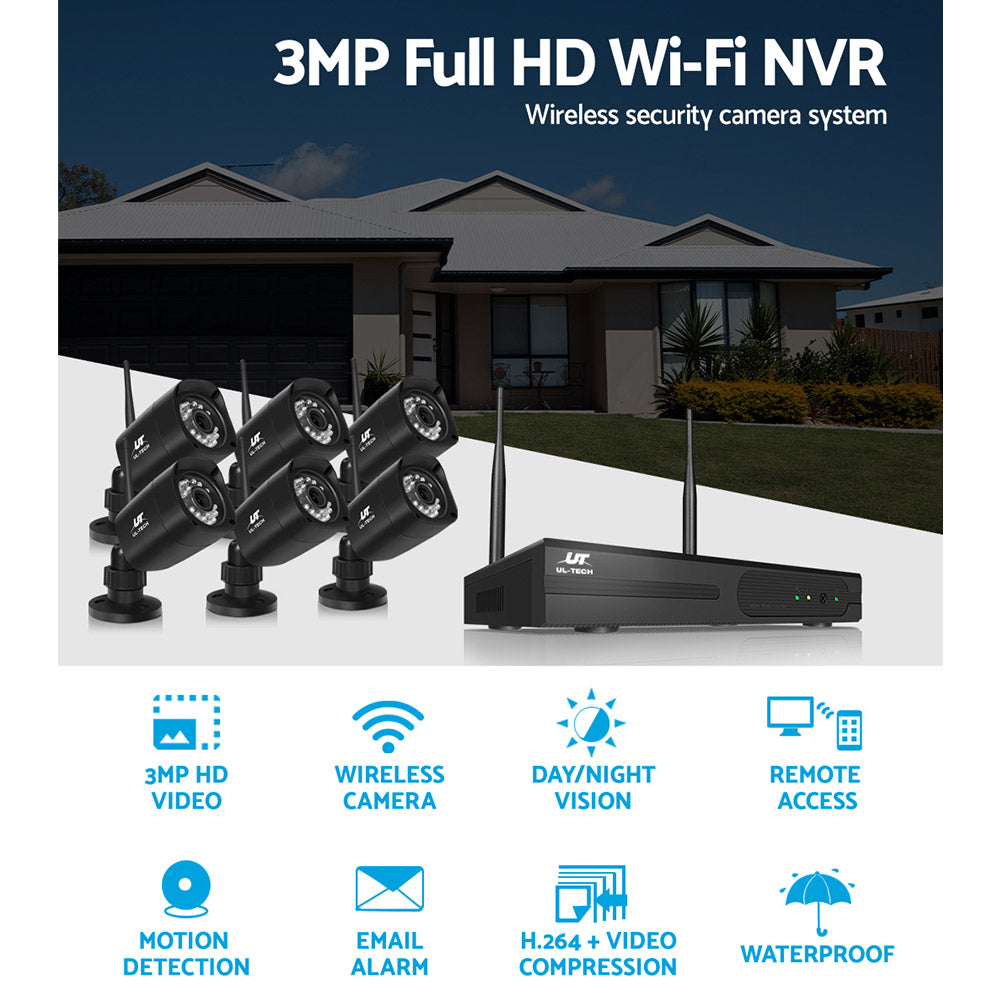 UL-TECH 3MP 8CH NVR Wireless 6 Security Cameras Set-4