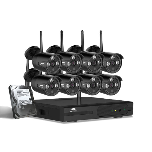 UL-tech Wireless CCTV Security System 8CH NVR 3MP 8 Bullet Cameras 1TB-0