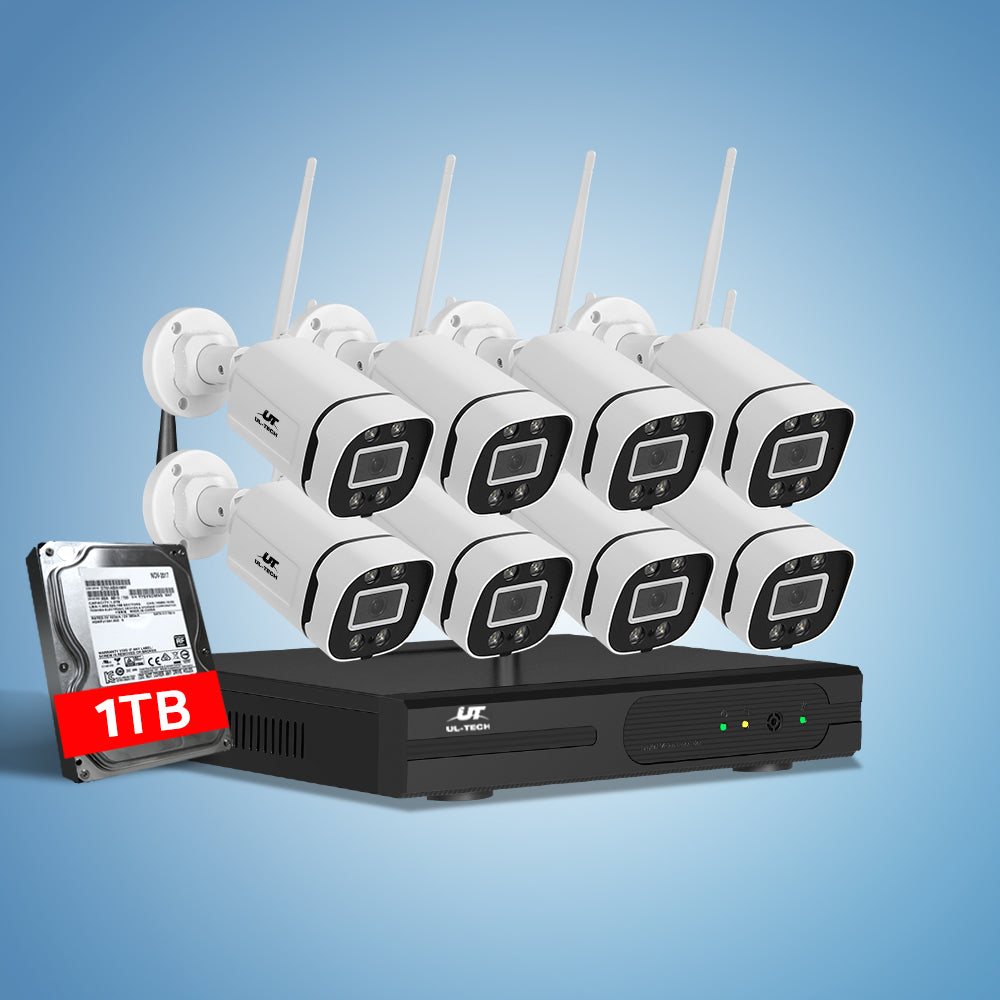 UL-tech Wireless CCTV Security System 8CH NVR 3MP 8 Square Cameras 1TB-6
