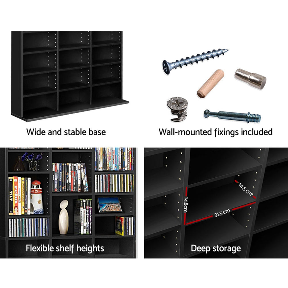 Artiss Bookshelf CD Storage Rack - BERT Black-5