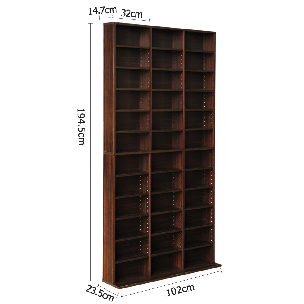 Artiss Bookshelf CD Storage Rack - BERT Brown-1