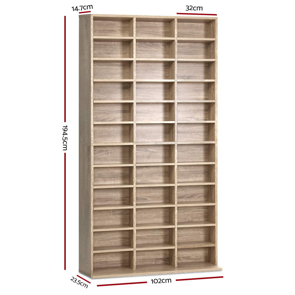 Artiss Bookshelf CD Storage Rack - BERT Oak-1