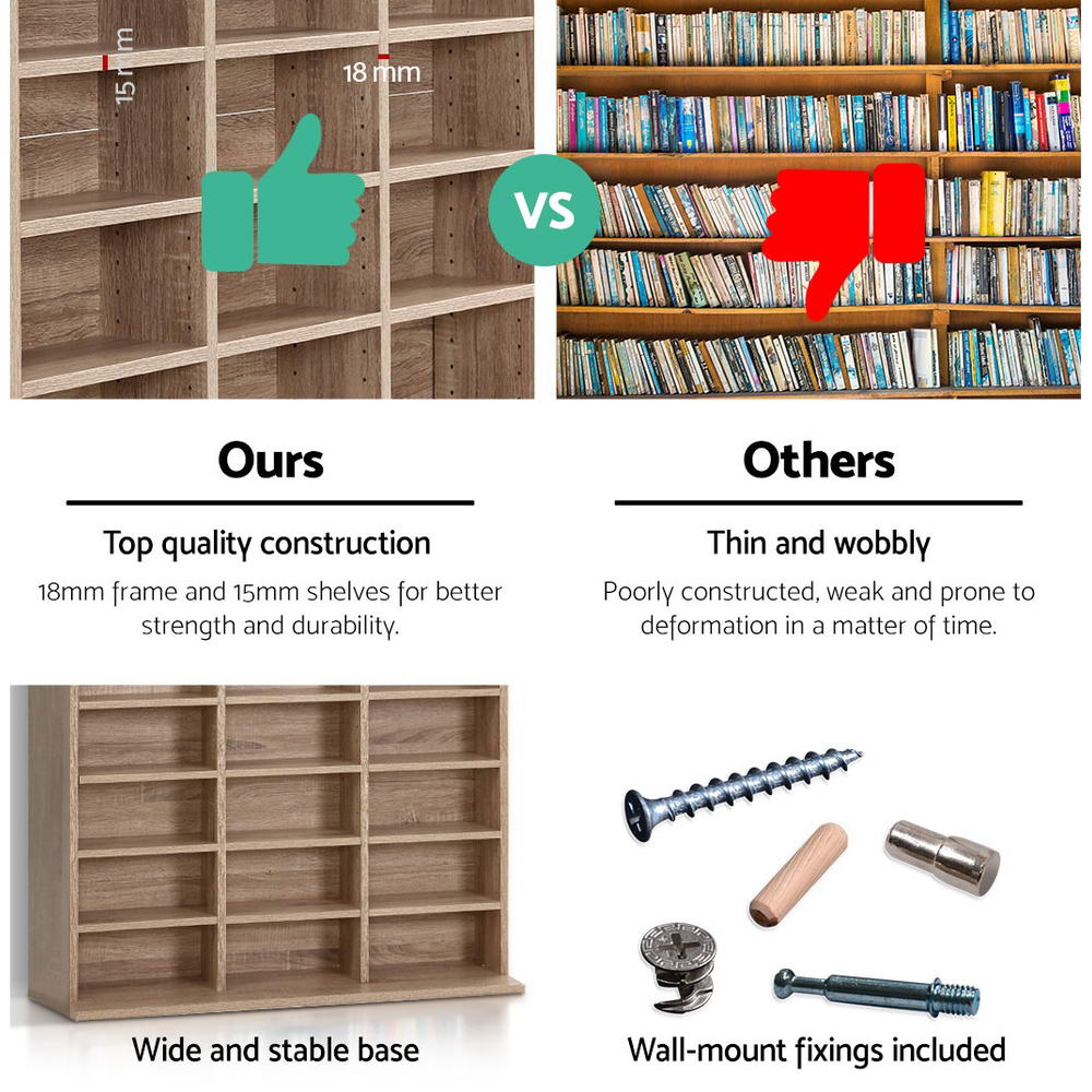 Artiss Bookshelf CD Storage Rack - BERT Oak-5