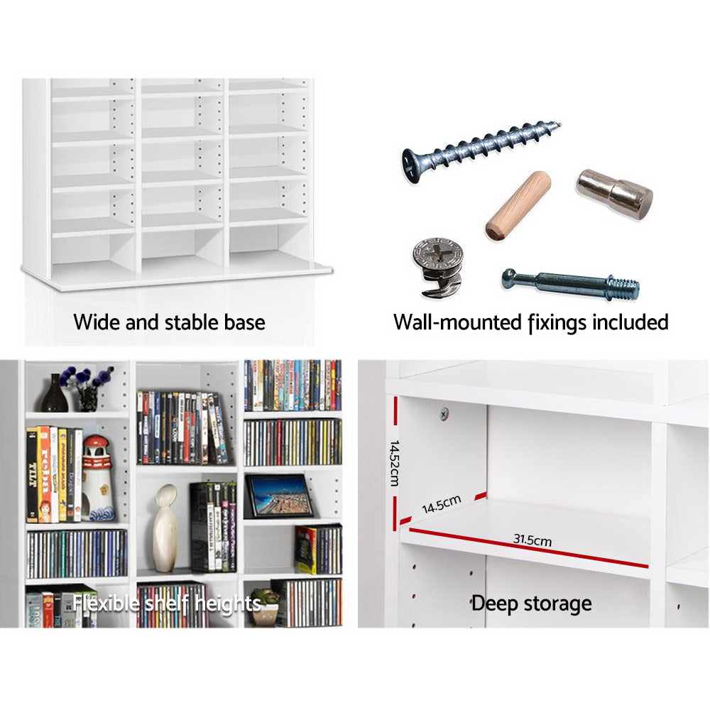 Artiss Bookshelf CD Storage Rack - BERT White-5