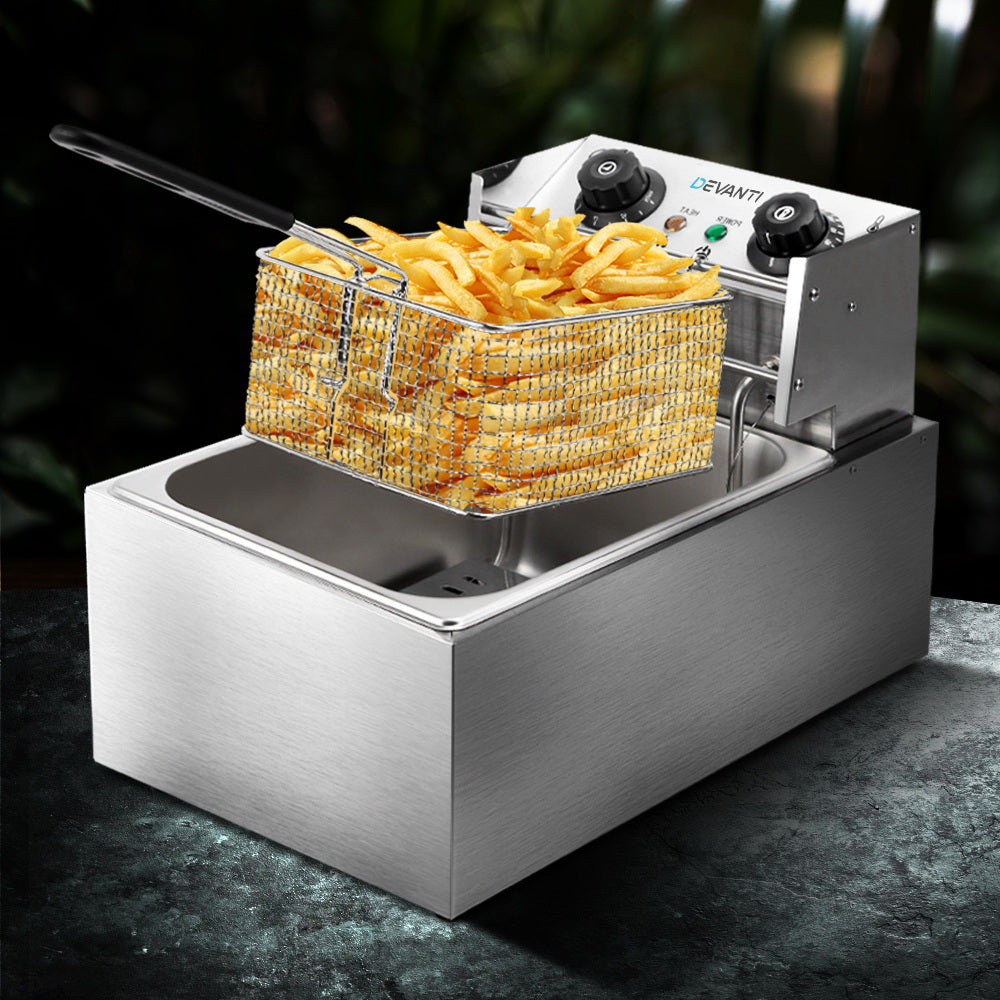 Devanti 10L Electric Commercial Deep Fryer Single Basket 2200W-7