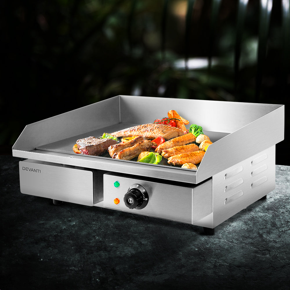 Devanti Commercial Electric Griddle 55cm BBQ Grill Plate 3000W-6